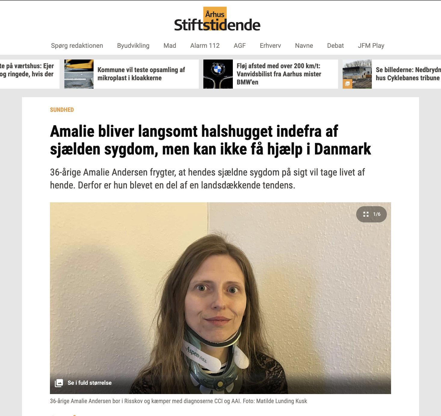 Artikel i Stiften om Amalie